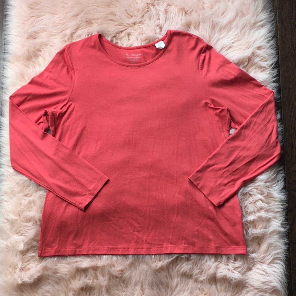 Chico’s coral long sleeve top | size 2 (medium-12)